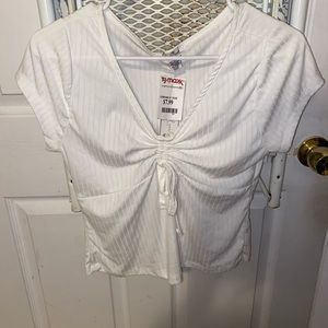 XL Juniors White Tie Front Top